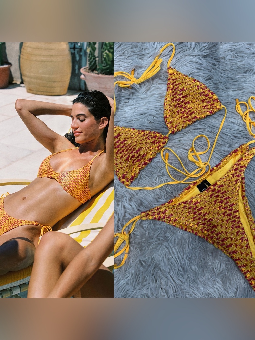 Triangl Xinara Collextion Crochet Knit Yellow Bikini Set